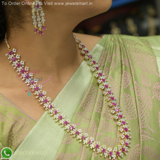 CZ Long Necklace Set with Sparklig CZ Stones and Big Earrings - Timeless Elegance NL27132