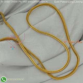 30 Inches Gold Plated Chains Square Cut Thali Kodi Design for Daily Wear – Long Lasting Colour Life, Premium Gold Polish CG9087