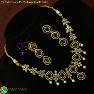 Elegance Redefined: Latest Victorian Style Ruby and Emerald CZ Necklace Sets NL25956