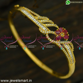 Elegant Floral Gold Bracelet Design Ideas CZ Stones Jewellery Online B24921