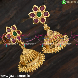 Elegant and Trendy Jhumka Earrings Gold Design South Screw Light Weight J24874