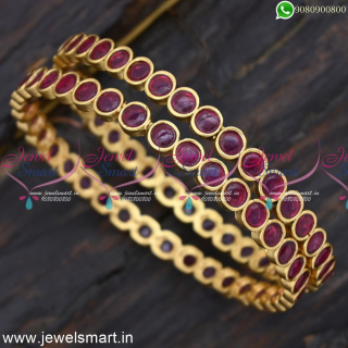 Enticing Round Kemp Stone Imitation Gold Bangles Design Latest Kangan Online BJS6193