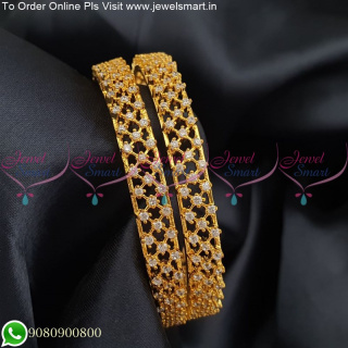 Fabulous Offer CZ Gold Plated Bangles Mango Design Broad B3248