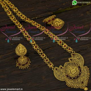 Fabulous Antique Long Necklace Temple Gold Haram Designer Collections NL22143