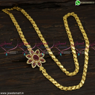 Fancy CZ Stones Mugappu Chains Gold Designs South Indian Covering Jewellery C23354