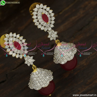 Fancy Diamond Jewellery Matching Jhumka Earrings Dual Tone Imitation Online J23756