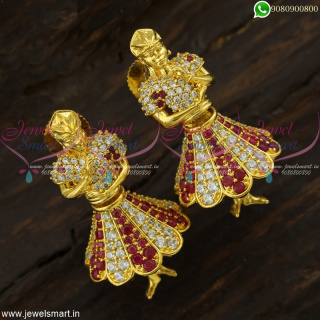 Fantasy Jewelry Dancing Doll Butta Bomma Earrings CZ Jhumkas Online J22576