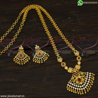 Fascinating Gold Dollar Chain for Ladies with Stud Earrings Wholesale Prices PS22505