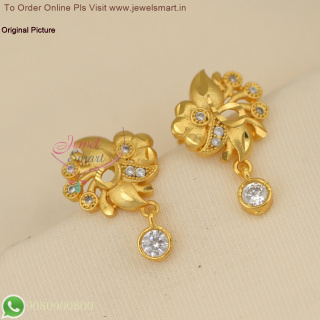 Floral Design Small Gold Forming Ear Studs - Lightweight, Real Look, Premium Quality ER27052