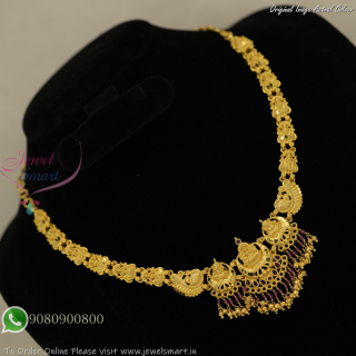 Forming Gold Lakshmi Temple Necklace – Real Gold Look with Red and Black Beads NL27441