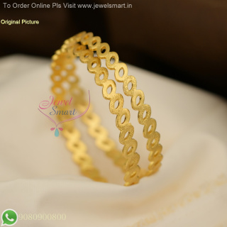 Forming Gold Oval Shape Dotted Pattern Bangles – 4 Pieces Party Wear Set B29331