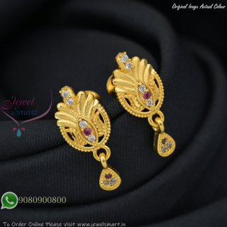 Forming Gold Party Wear Earrings – Lightweight Screwback with Real Gold Finish ER27439