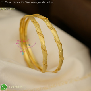 Forming Polish Intricate String Dotted Gold Bangles Design – Light Weight Party Wear
