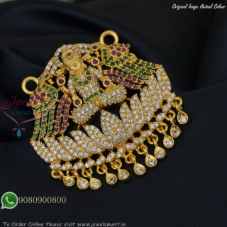 Gajalakshmi Pendant With CZ Stones – Temple Jewellery Design P27452