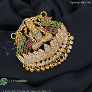 Gajalakshmi Pendant With CZ Stones – Temple Jewellery Design P27451