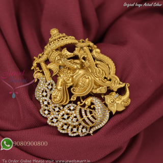 Lord Ganesha Design Temple Jewellery Pendant – With CZ Stones  P27426