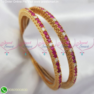 Gold Catalogue Inspired Ruby Gold Plated Bangles Designs B6095