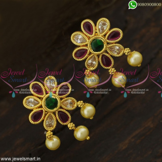 Good Looking Gold Covering Kammal Models South Indian Stud Earrings Screwback ER23322