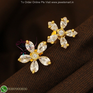 Diamond Look Fan Design Ear Studs Screwback – Long Lasting Colour ER27246