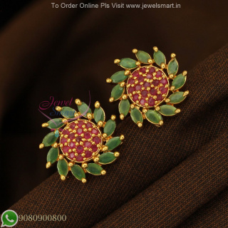 Diamond Look Floral Design Ear Studs Screwback – Long Lasting Colour ER27247