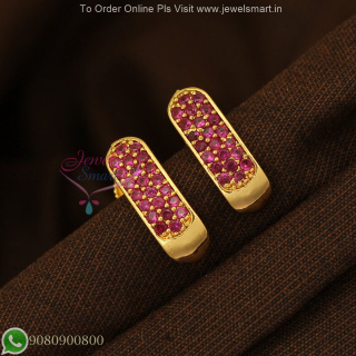 Delicate J Type Ear Studs Screwback – Long Lasting Colour ER27235