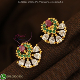 Fan Shape Small Ear Studs Screwback – Long Lasting Colour ER27241