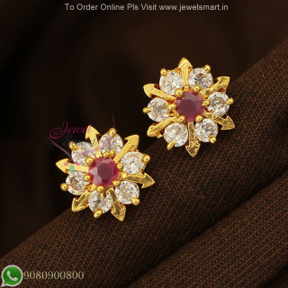 7 Stones Small Ear Studs Screwback – Long Lasting Colour ER27242