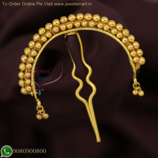 Traditional Gold-Plated Beads Jada Billa for Bridal Hair Styling | Available in 3 Sizes H26694