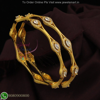 Elegant Gold Plated CZ Bangles – Real Gold Look Unique Wavy Design B27222
