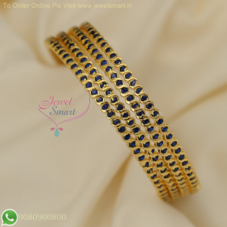 Gold-Plated Sapphire Blue CZ Stone Bangles - Elegant and Sparkling Jewelry for Women B27033