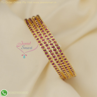 Gold-Plated Ruby CZ Stone Bangles - Elegant and Sparkling Jewelry for Women B27032