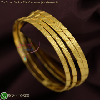 4 Pcs Set Gold Plated Bangles for Daily Wear | Lightweight & Delicate Real Gold Look B26761