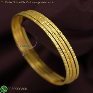 4 Pcs Set Thin Gold Plated Bangles for Daily Wear | Lightweight  Real Gold Look B26762