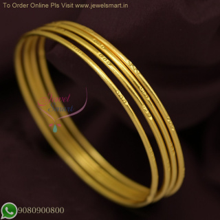 Thin Smooth Gold Plated Bangles for Daily Wear | Lightweight & Delicate Real Gold Look B26763