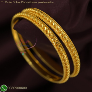 Spiral Gold Plated Bangles for Daily Wear |  Delicate Real Gold Look B26765