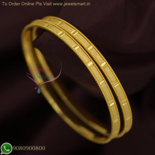 Brushed Look Gold Plated Bangles for Daily Wear | Lightweight & Delicate Real Finish