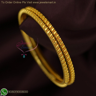 Jelebi Twisted Gold Plated Bangles for Daily Wear | Lightweight & Delicate Real Gold Look B26767