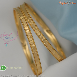 Gold Plated Etched Design Bangles 2 Pieces Set – Real Gold Replica Jewellery B29327