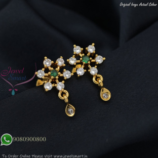 Elegant Floral CZ Stud Earrings Gold Plated – Diamond Look ER27457