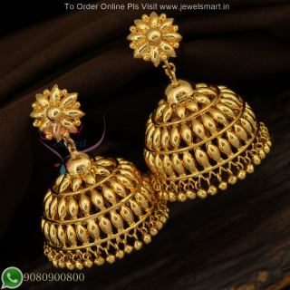 Gold Plated Light Weight Kudai Jimikki | Umbrella Shape Jhumkas Online J27229