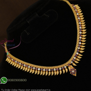 Gold Plated Spike Necklace with CZ Stones | Traditional South Indian Jewellery NL29368