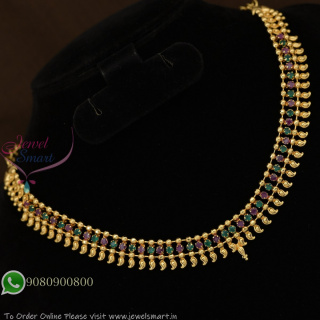 Gold Plated Spike Necklace with CZ Stones | Traditional South Indian Jewellery NL29369