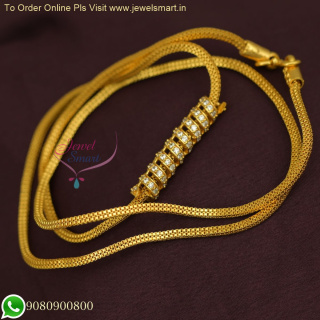 Gold Plated Chains Spiral Mugappu Design Thali Kodi Artificial Jewellery Online C21807