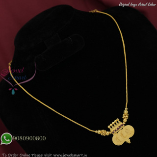 Coin Pendant Short Chain Necklace | Traditional Lightweight Thali Style Design NL27448