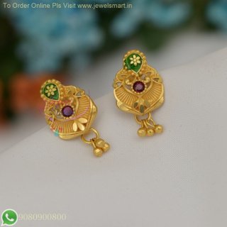 Gold Replica Enamel Lightweight Screw Lock Earrings – Elegant and Affordable ER26905