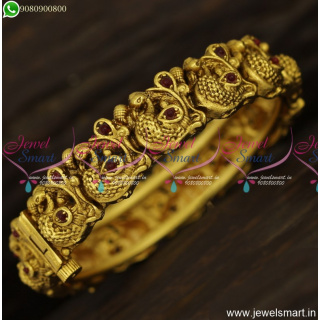 Gorgeous Nakshi Peacock Antique Bangles Bracelet Gold Design Antique Jewellery B23838