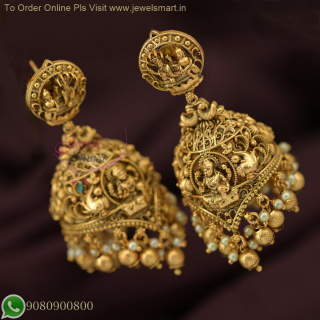 Handcrafted Lord Vishnu Temple Jhumka Earrings | Gorgeous Gold Replica Jewelry J26864