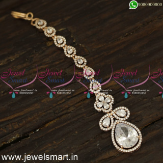 Headlight Glowing Rose Gold Papidi Billa for Brides Shining Nethichutti Designs T24147
