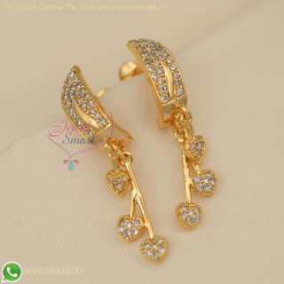 Heart Shaped Pendulum Style Gold Plated Earrings Fancy Jewellery ER27040