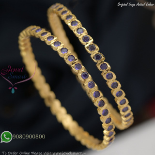 Impon Panchaloha Bangles with CZ Stones and Thick Gold Plated Finish B27392